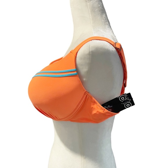 NWT Power Flower Classic Swimwear Bikini Top UnderWire Light Padding  Size L/ 22 - Picture 3 of 5